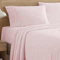 Flannel Sheets King Size Warm And Cozy Deep Pocket Breathable All Season Bedding Set With Fitted With Full Elastic & Built In Corner Sheet Straps, Flat And Pillowcases, King, Pale Pink