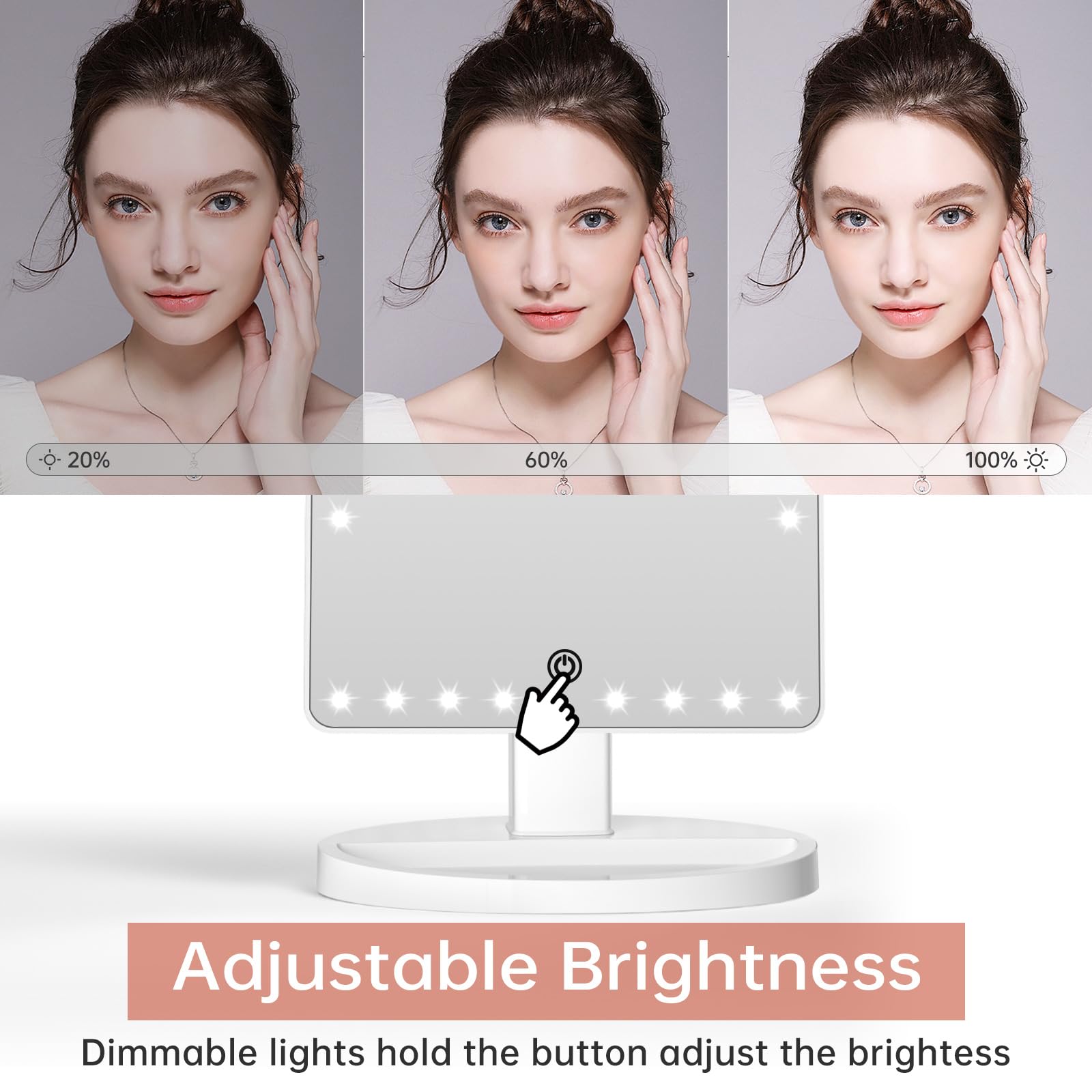 Funtouch Large Lighted Vanity Makeup Mirror (X-Large) With 35 Led Lights, Touch Screen Dimmable And 10X Magnification Dual Power