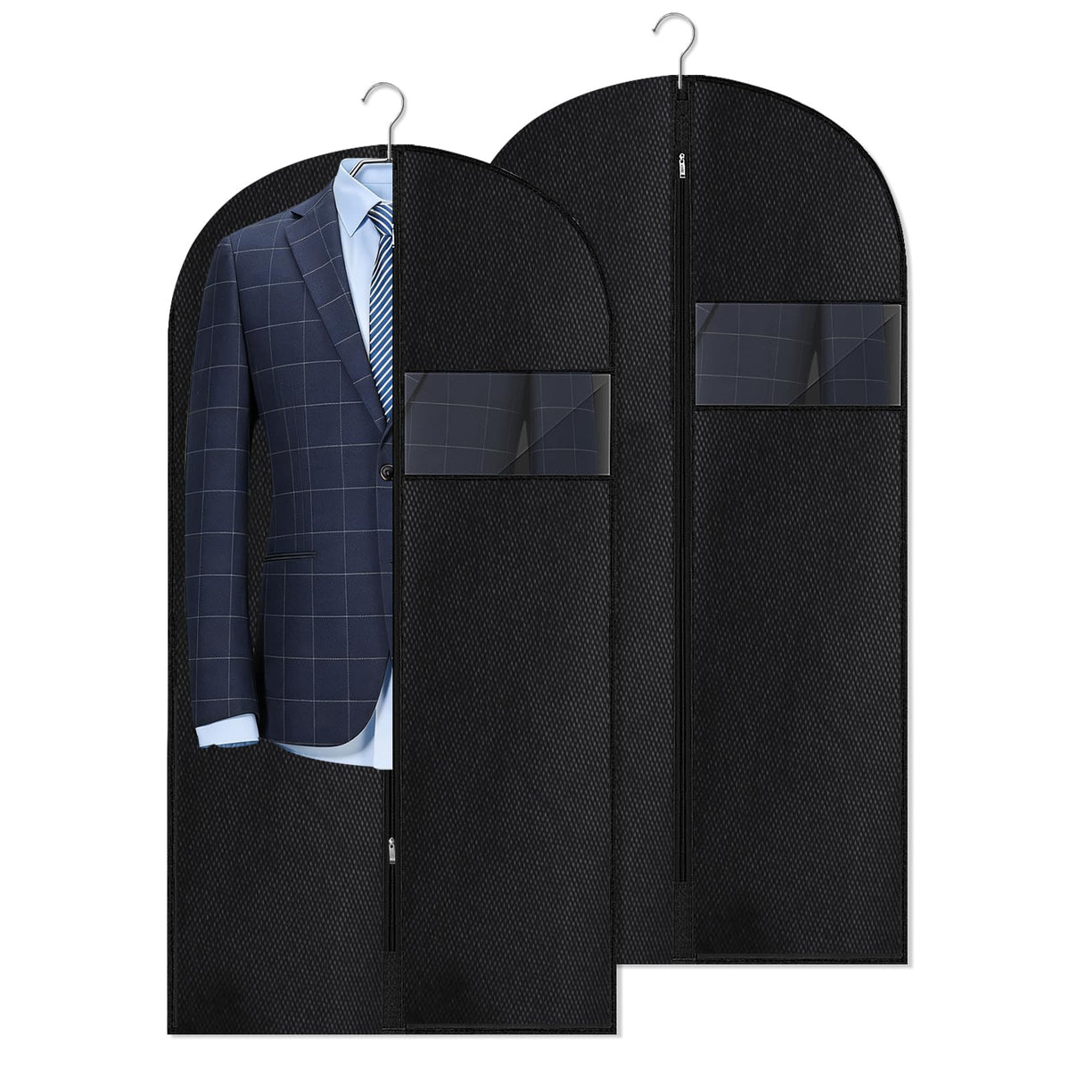 Guirnd Hanging Garment Bag, 45 Inch Black Garment Covers with Zipper, Garment Covers for Storage and Travel, Hanging Clothes Cov