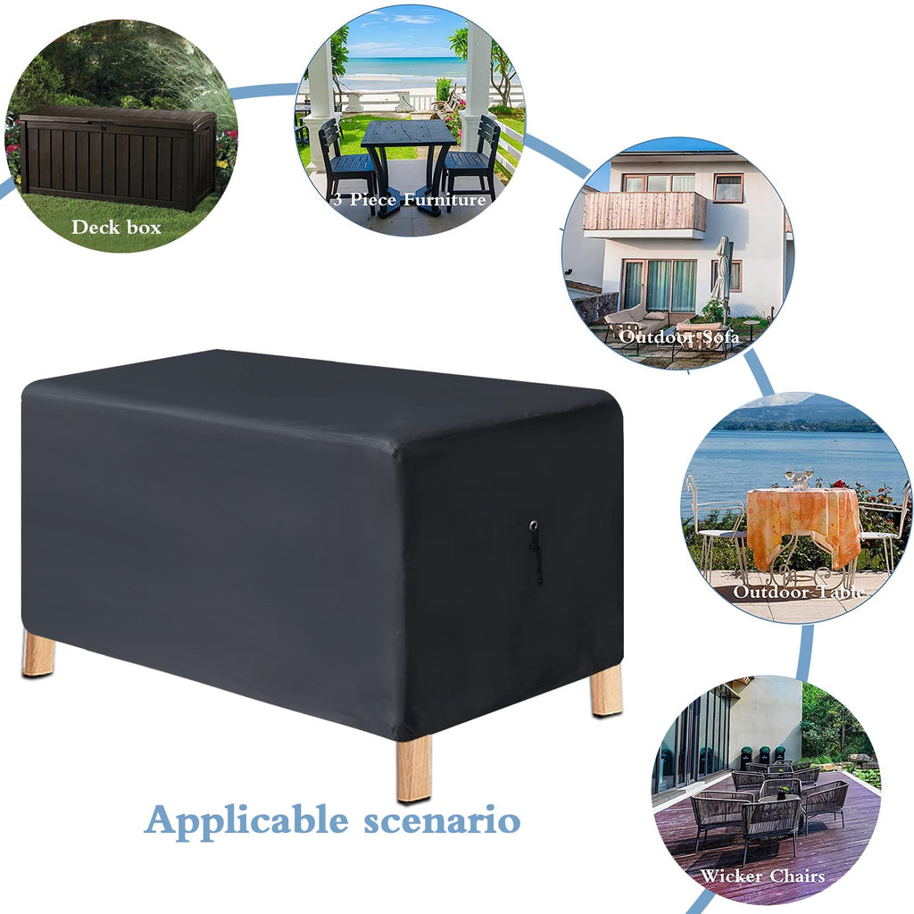 Hrefeu Patio Table Cover Black- 63 X 30 X 28 Inch, Heavy Duty 600D Oxford Deck Box Cover, Outdoor Table Cover,Outdoor Patio Furn