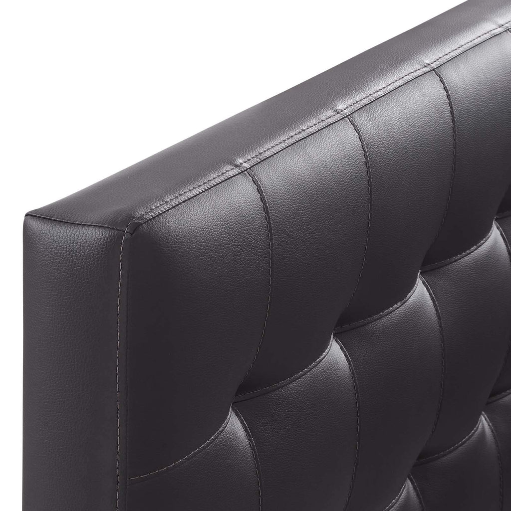 Modway Lily Tufted Faux Leather Upholstered Twin Headboard in Brown