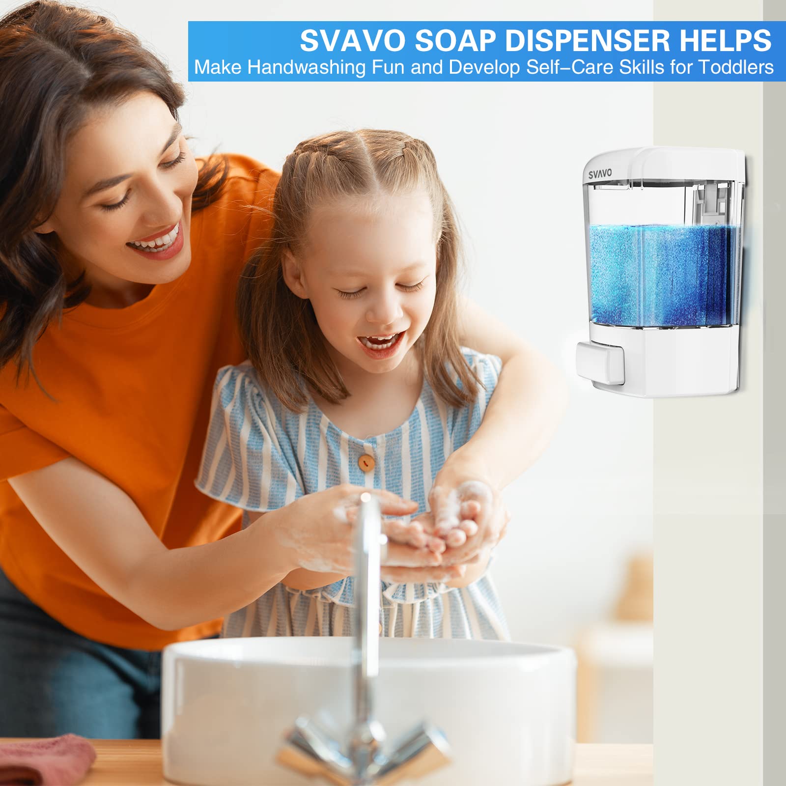 Svavo Wall Mounted Soap Dispenser Kitchen Bathroom Manual Soap Dispenser Refillable Hand Soap Dispenser For Liquid Contianers Sh