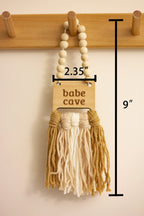 Decocove Babe Cave Sign - Wood Bead Garland - Boho Nursery Wall Decor For Girls And Boys - Neutral Home Decor - Baby Decor For N