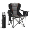 LET S CAMP Folding Camping Chair Oversized Heavy Duty Padded Outdoor Chair with Cup Holder Storage and Cooler Bag, 450 LBS Weig