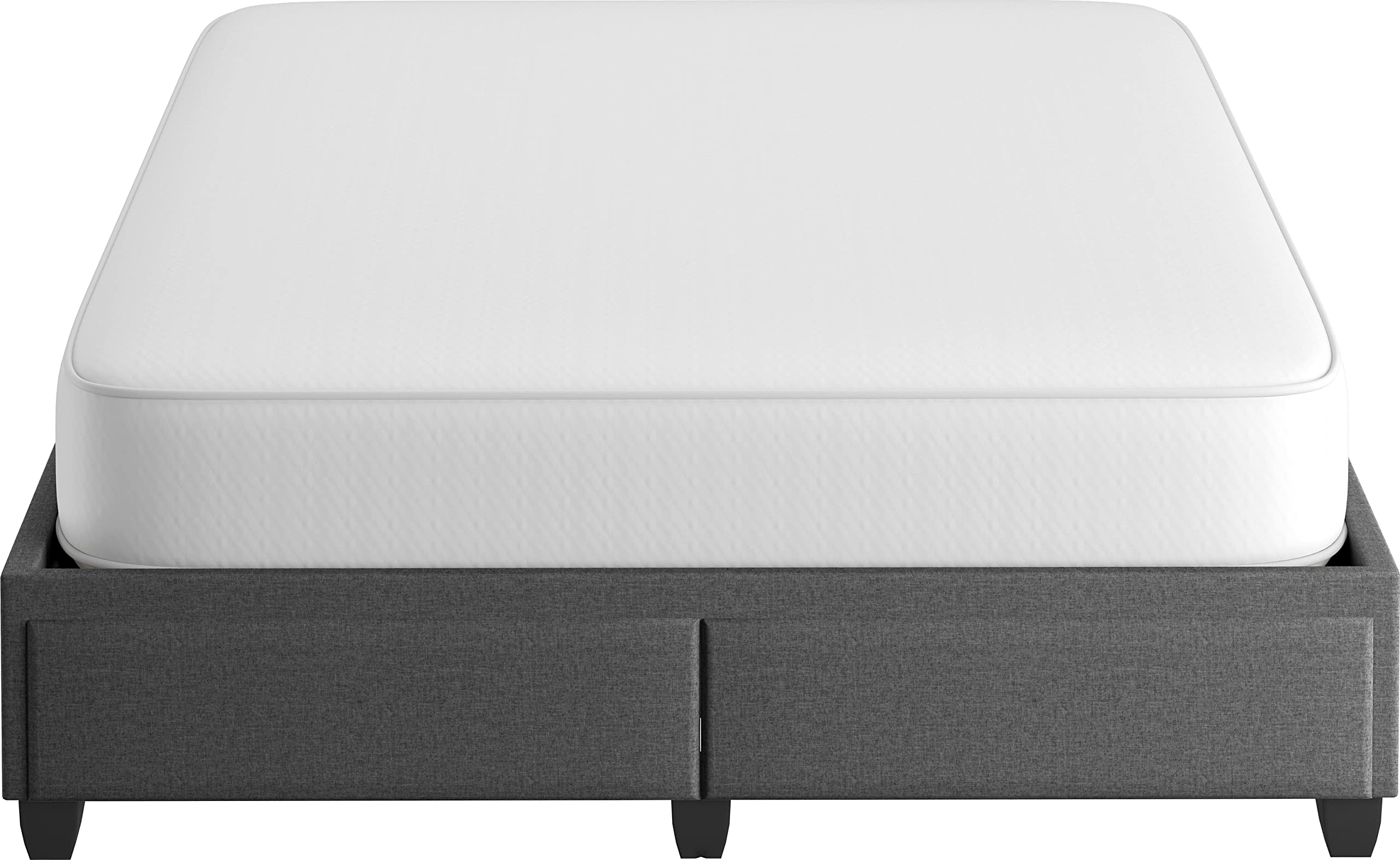 Boyd Sleep Modena Uplift Upholstered Platform Bed Frame Mattress Foundation, Dual Front Storage Drawers, and Strong Wood Slat Supports: Linen, Charcoal, Full