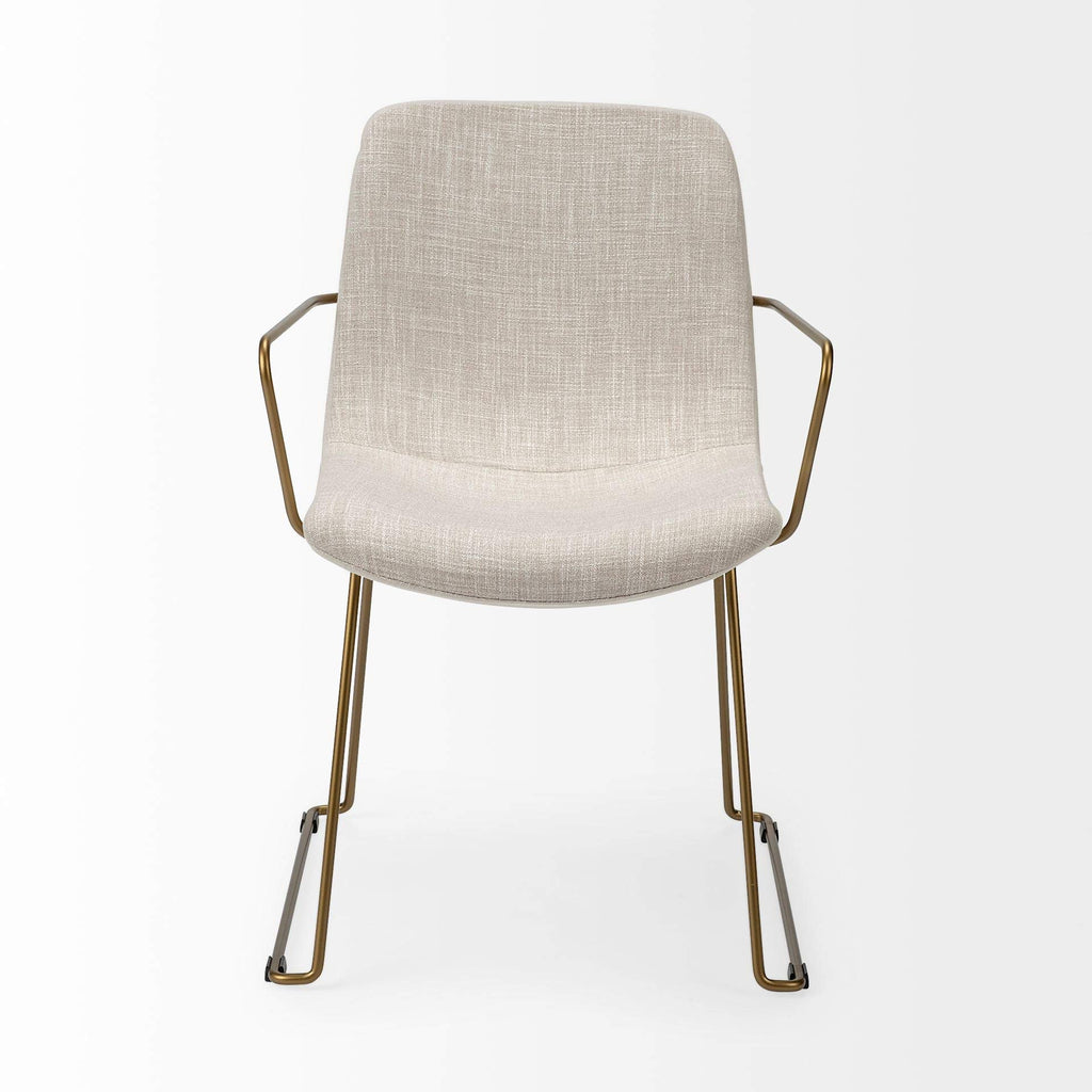 HomeRoots Cream Fabric Wrap with Gold Metal Frame Dining Chair
