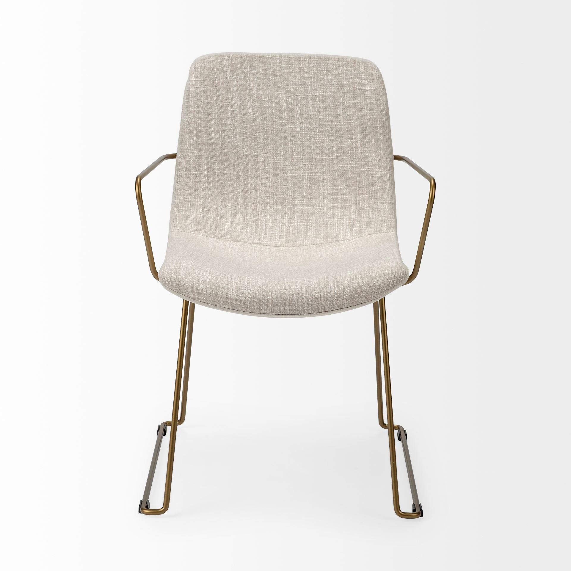 HomeRoots Cream Fabric Wrap with Gold Metal Frame Dining Chair