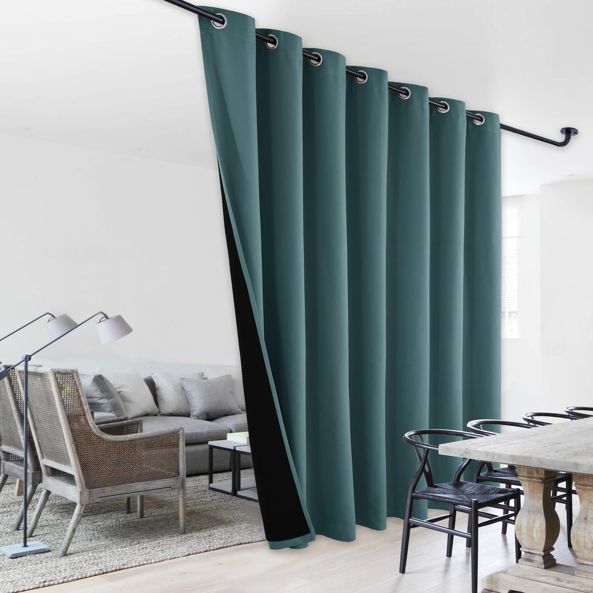 Nicetown Sound Reducing Room Divider Curtains, 100% Black-Out Patio Curtain, Wide Lined Drape, Keep Warm Drapery, Sliding Glass