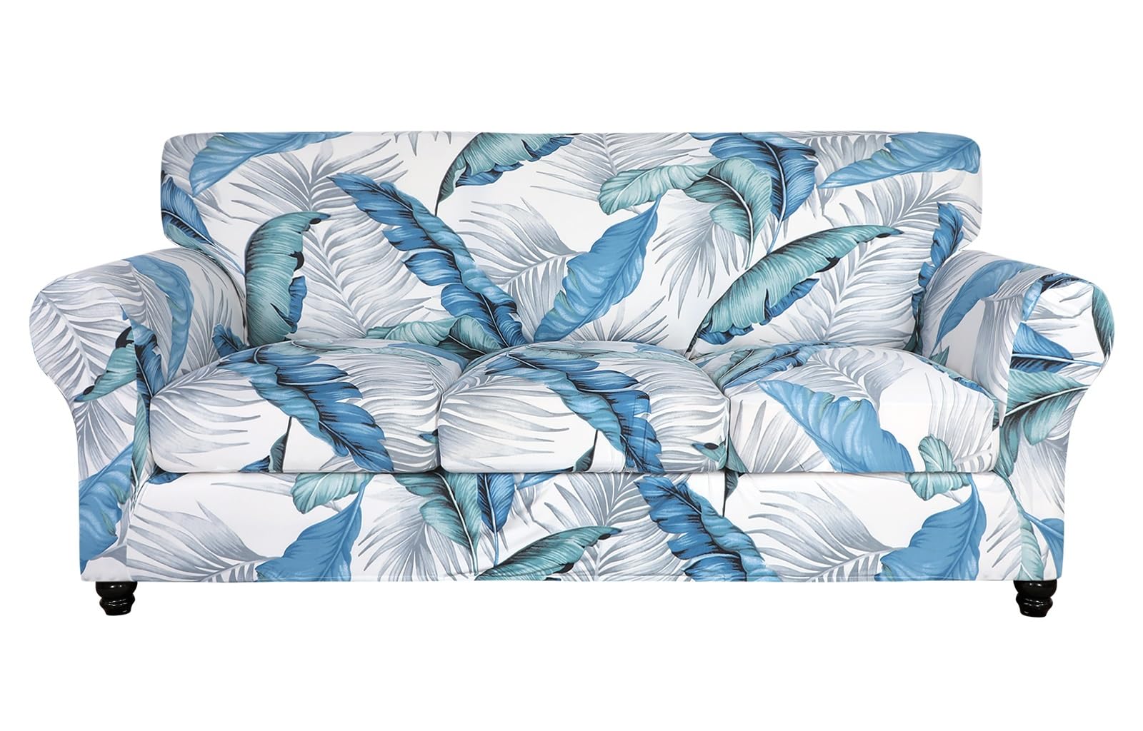 Searchi Stretch Sofa Cover Printed Couch Cover, Floral Pattern 4 Pieces Sofa Slipcover With 3 Separate Cushion Cover, Washable F