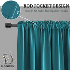 Donren 84 Inch Teal Blackout Curtains For Craft Room - Thermal Insulated Room Darkening Rod Pocket Curtains(52 By 84 Inch,Set Of 2 Panels)
