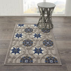 HomeRoots Grey/Blue 100% Polypropylene 3’ x 4’ Gray and Blue Indoor Outdoor Area Rug