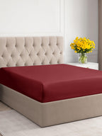 King Size Fitted Bed Sheet - Hotel Luxury Single Fitted Sheet Only - Fits Mattress Up To 16' - Extra Soft, Wrinkle Free, Breathable Sheet For Women, Men, Kids & Teens - Burgundy Single Fitted Sheet