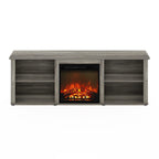 Furinno Classic 70 Inch TV Stand with Fireplace, French Oak Grey