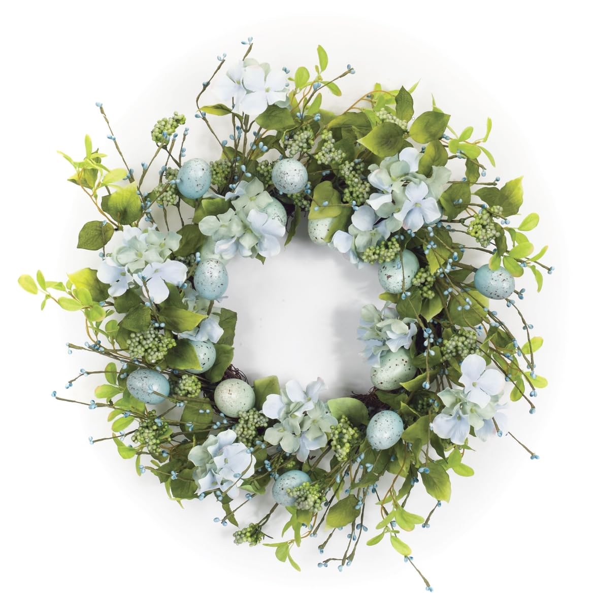 HomeRoots 516083 22 in. Spring Mixed Assortment Artificial Wreath Blue & Green