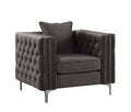 HomeRoots Furniture 40" X 34" X 30" Dark Gray Velvet Chair and Pillow
