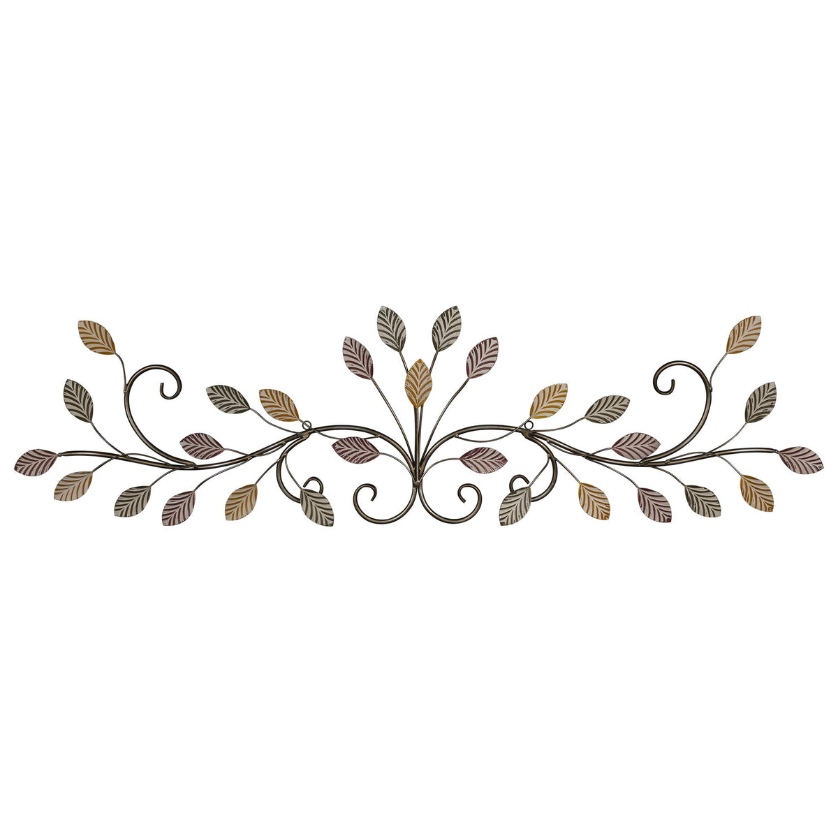 HomeRoots Multi 100% Metal Warm Scrolling Metal Leaves Over Door Wall Decor