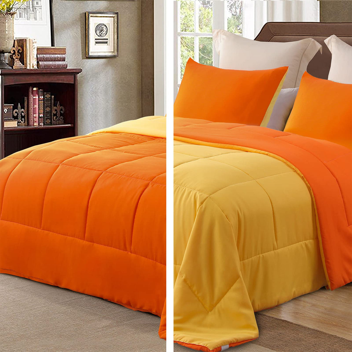 Exclusivo Mezcla Lightweight Reversible 2-Piece Comforter Set All Seasons, Down Alternative Comforter With 1 Pillow Sham, Twin S