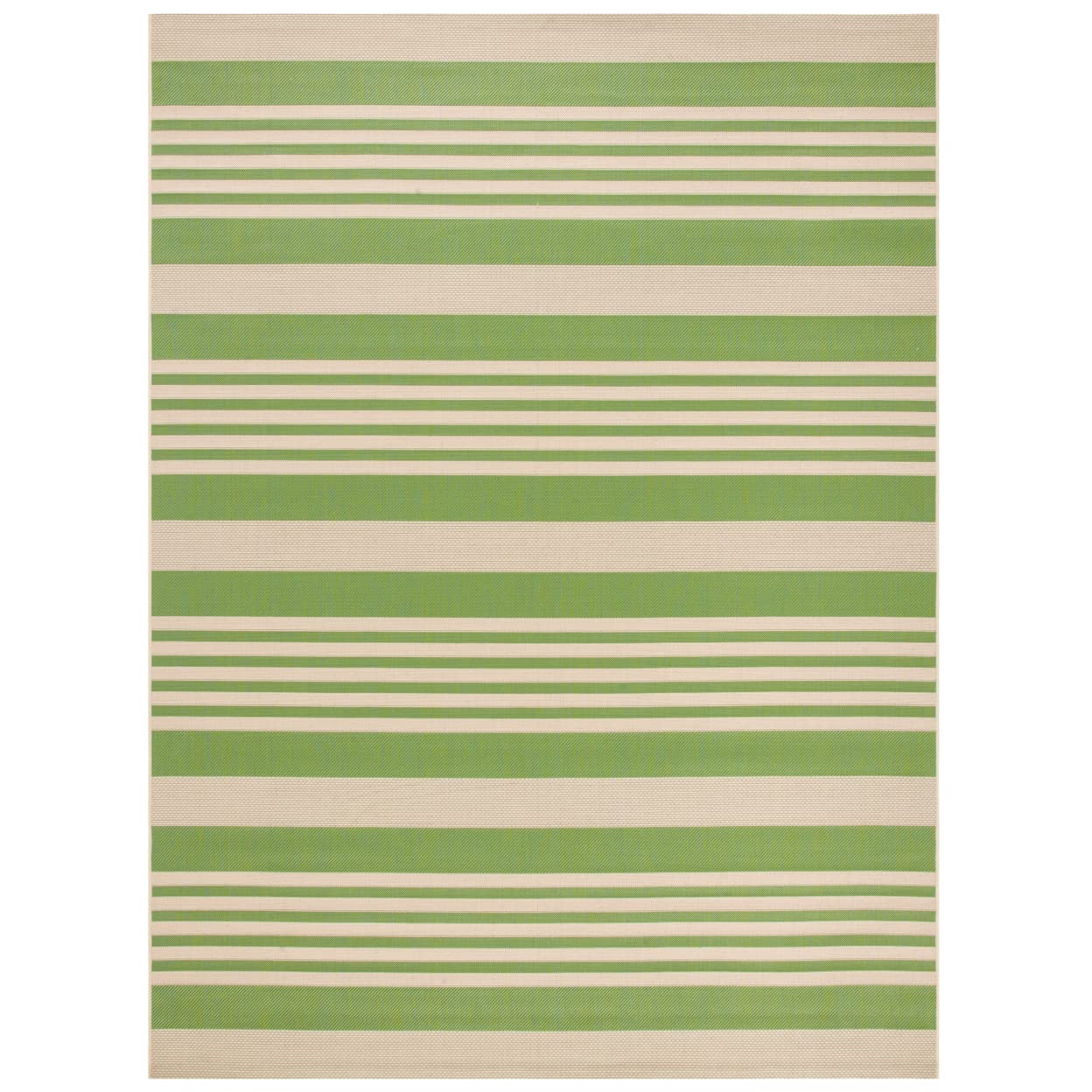 SAFAVIEH Courtyard Collection 9' x 12' Green/Beige CY6062 Stripe Indoor/ Outdoor Waterproof Easy-Cleaning Patio Backyard Mudroom