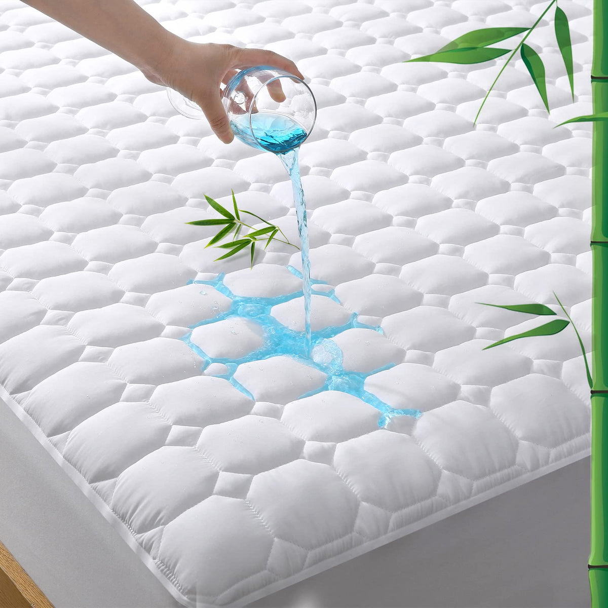 Unilibra Waterproof Mattress Protector Full Size Rayon From Bamboo, Deep Pocket Mattress Pad Cover Fit Up To 6'- 19', Breathab