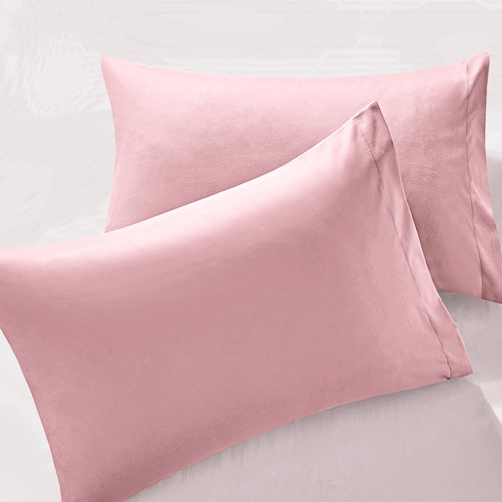Milvowoc 2Pcs Brushed Microfiber Standard Pillowcases - 20 X 26 Inch, Dusty Pink Pillow Case Set Non Slip Envelope Pillow Cover