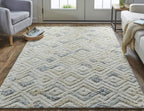 HomeRoots 512764 10 x 14 ft. Ivory Gray & Black Wool Geometric Tufted Handmade Rectangle Area Rug