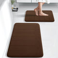 Onlyeasy 2 Piece, NonSlip, Water Absorbent, FastDrying, Machine Washable, Bath Rug, Bathmat, 17x24+31.5x19.8 Inches, Brown