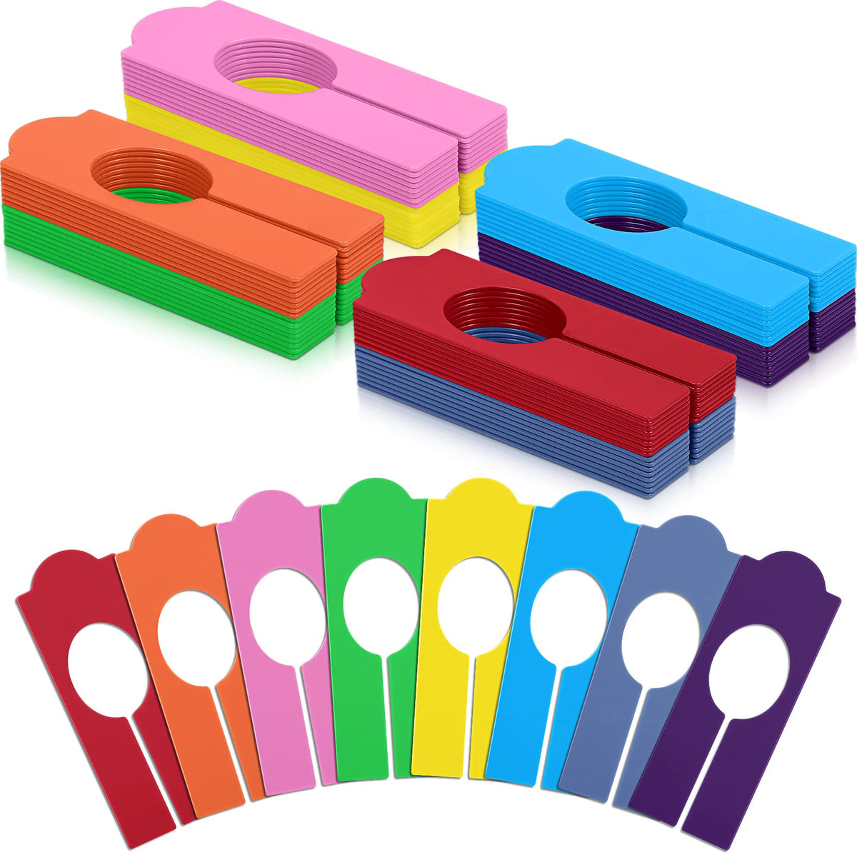 Sintuff 64 Pcs Closet Dividers Hanging Clothes Clothing Rack, Rainbow Color