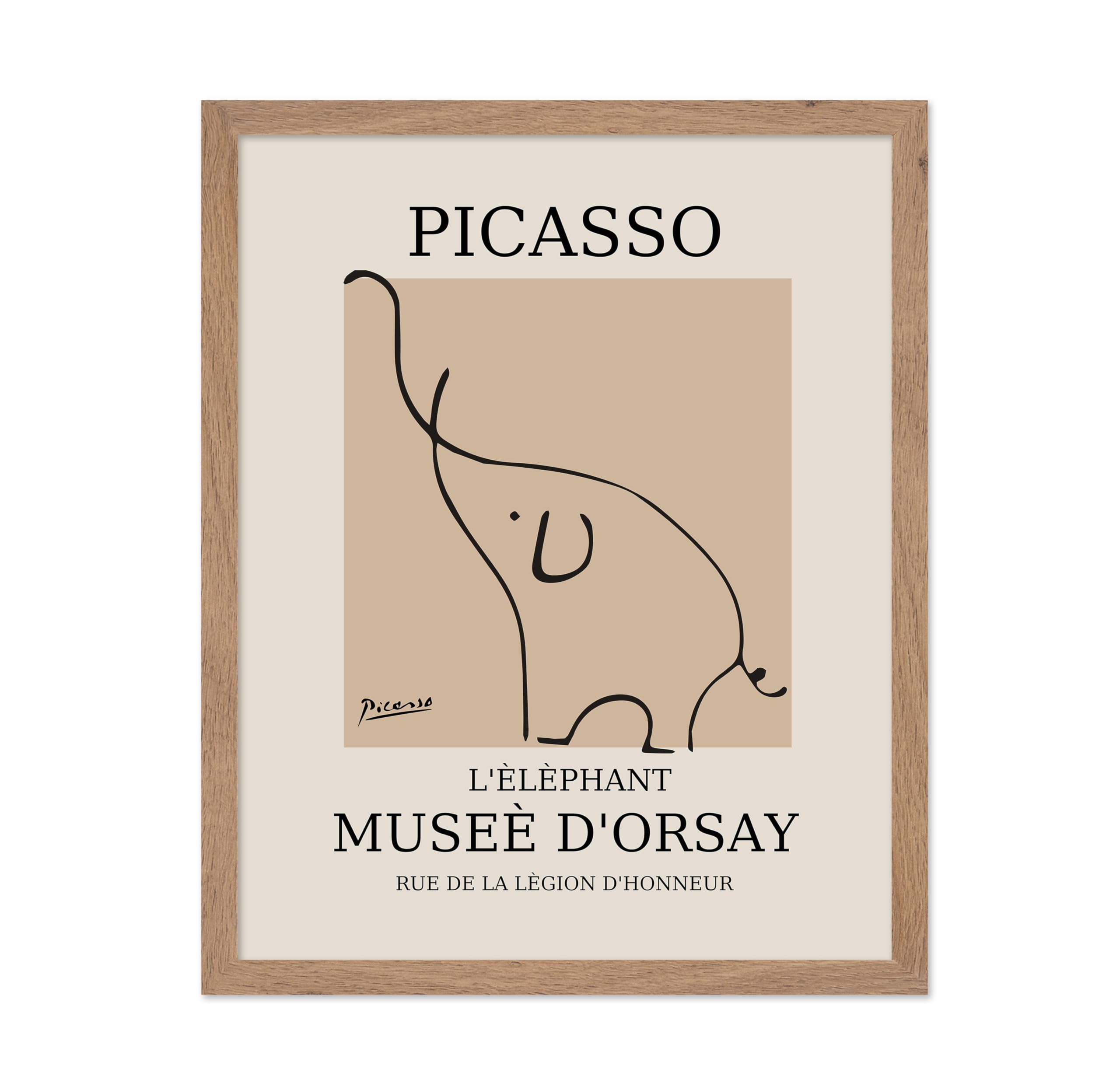 Poster Master Vintage Picasso Poster - Retro Minimalist Print - Gift for Artist, Housewarming - Elephant, Line Drawing, Sketch, 
