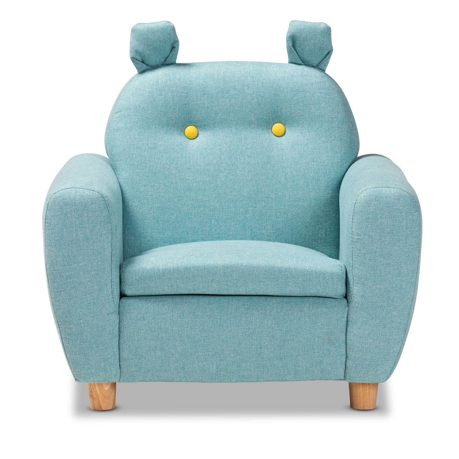 Baxton Studio Gloria Modern and Contemporary Sky Blue Fabric Upholstered Kids Armchair with Animal Ears