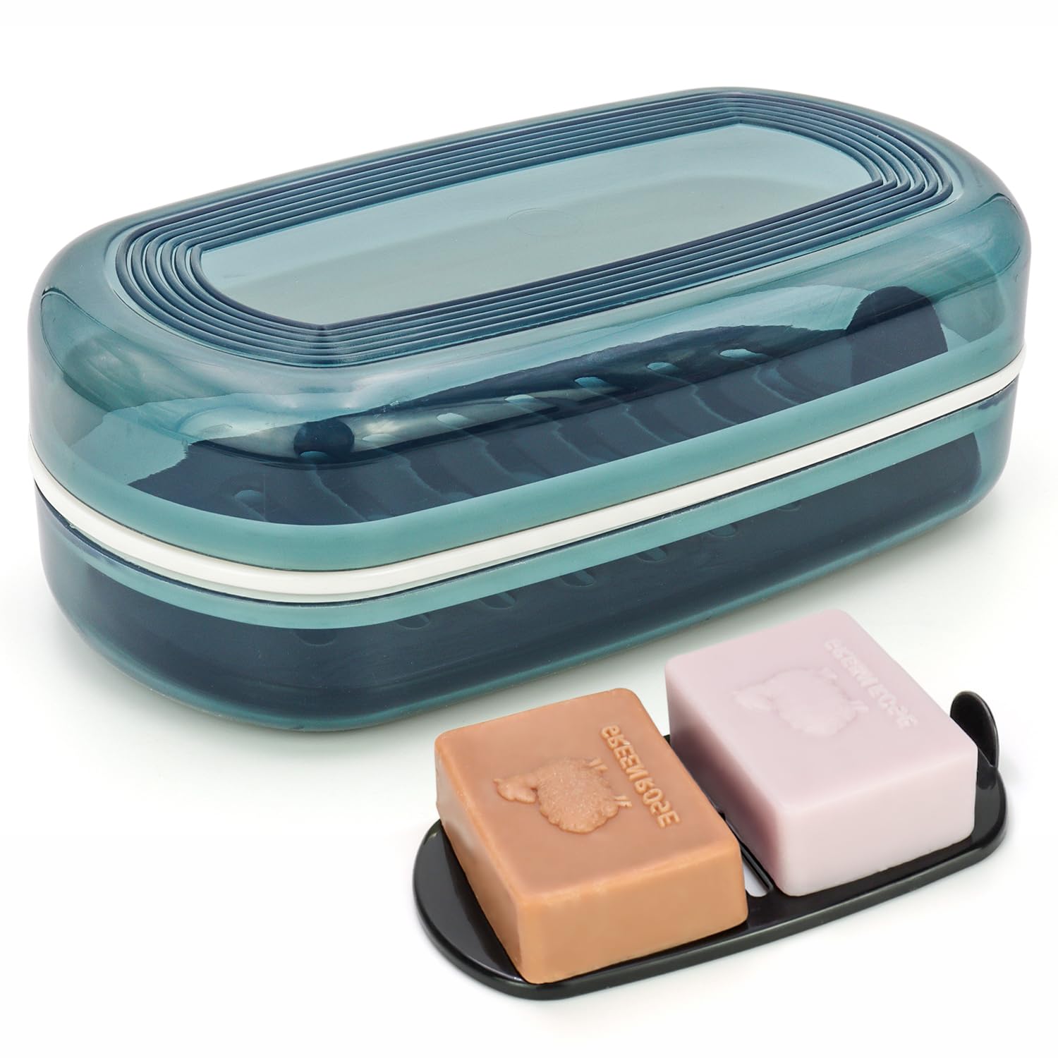 AIDIMMING Shampoo & Conditioner Bar Holder, Large Plastic Travel Soap Container, Portable Soap Dish with Lid, Clear Soap Case fo