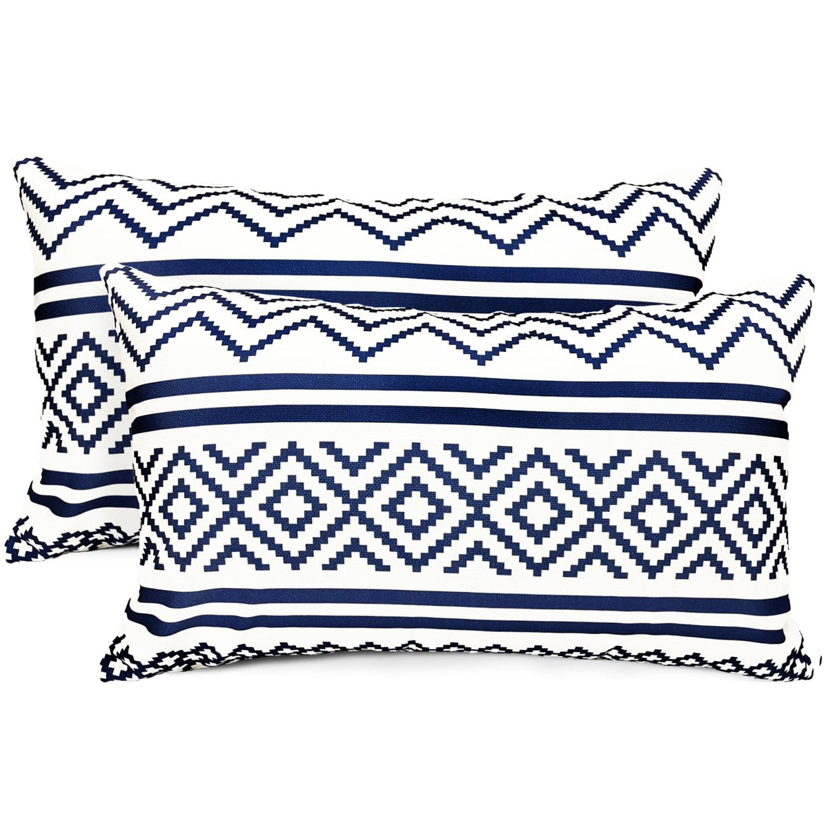 Rysmiyou Decorative Throw Pillow Covers Set Of 2 Blue Boho Pillow Covers 12X20 Inch Throw Pillow Cover Linen Pillowcase Modern F