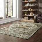 HomeRoots Grey Polypropylene, Polyester 5’x8’ Gray and Ivory Distressed Area Rug