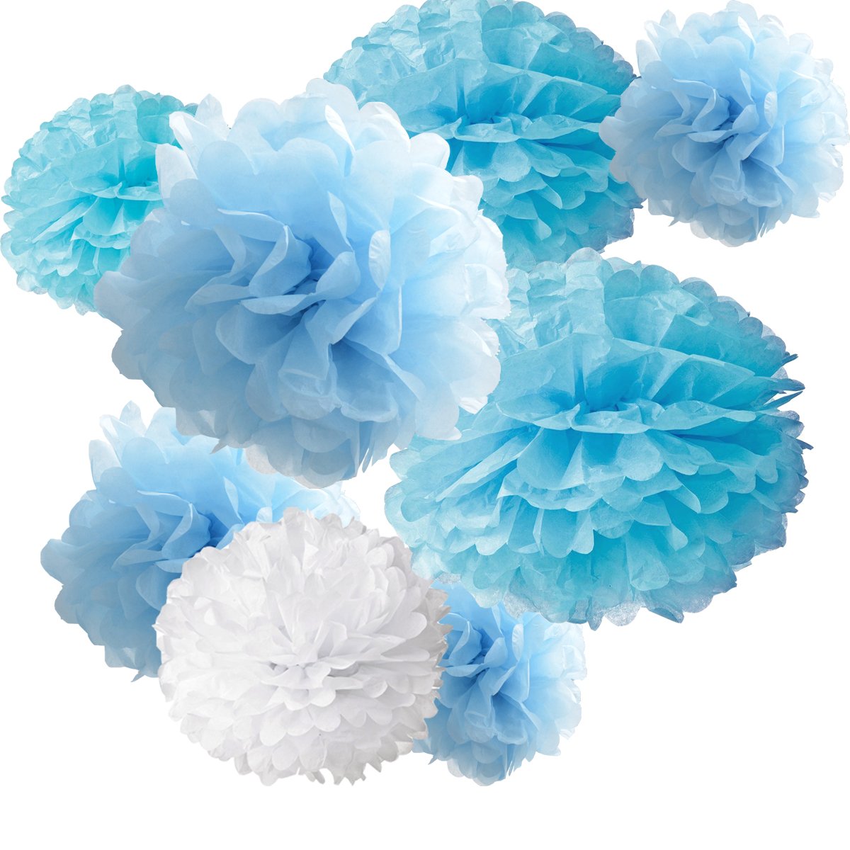 18pcs Tissue Hanging Paper Pom-poms, Hmxpls Flower Ball Wedding Party Outdoor Decoration Premium Tissue Paper Pom Pom Flowers Cr