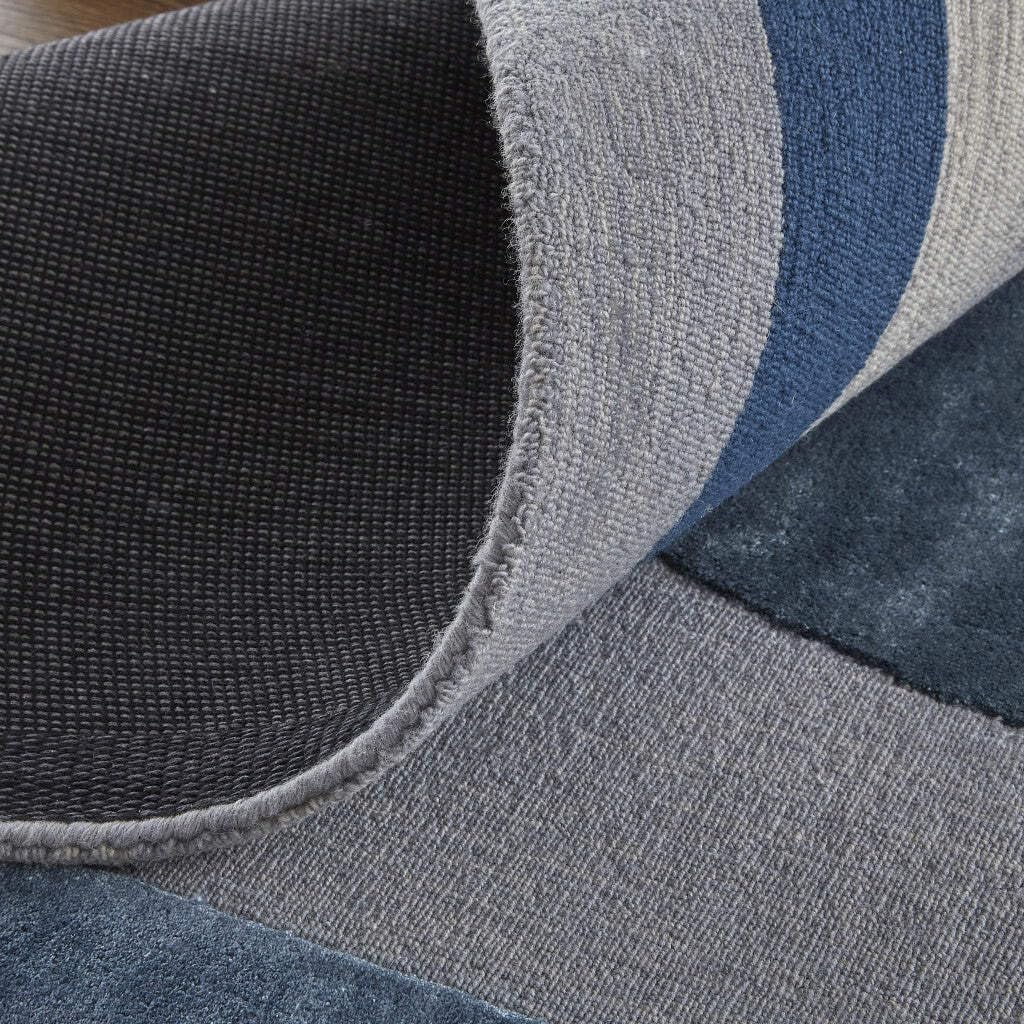 HomeRoots 515327 8 x 10 ft. Blue Ivory & Gray Wool Striped Hand Tufted Handmade Rectangle Area Rug