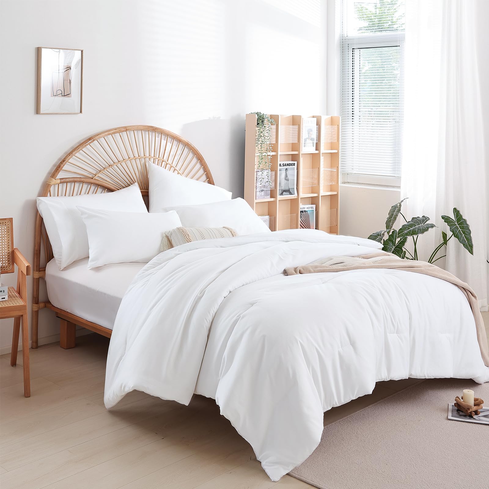 Weigelia King Size Comforter Set Soft Microfiber 3 Piece Comforters Set For Men, Women And Girls White Lightweight Alternative C