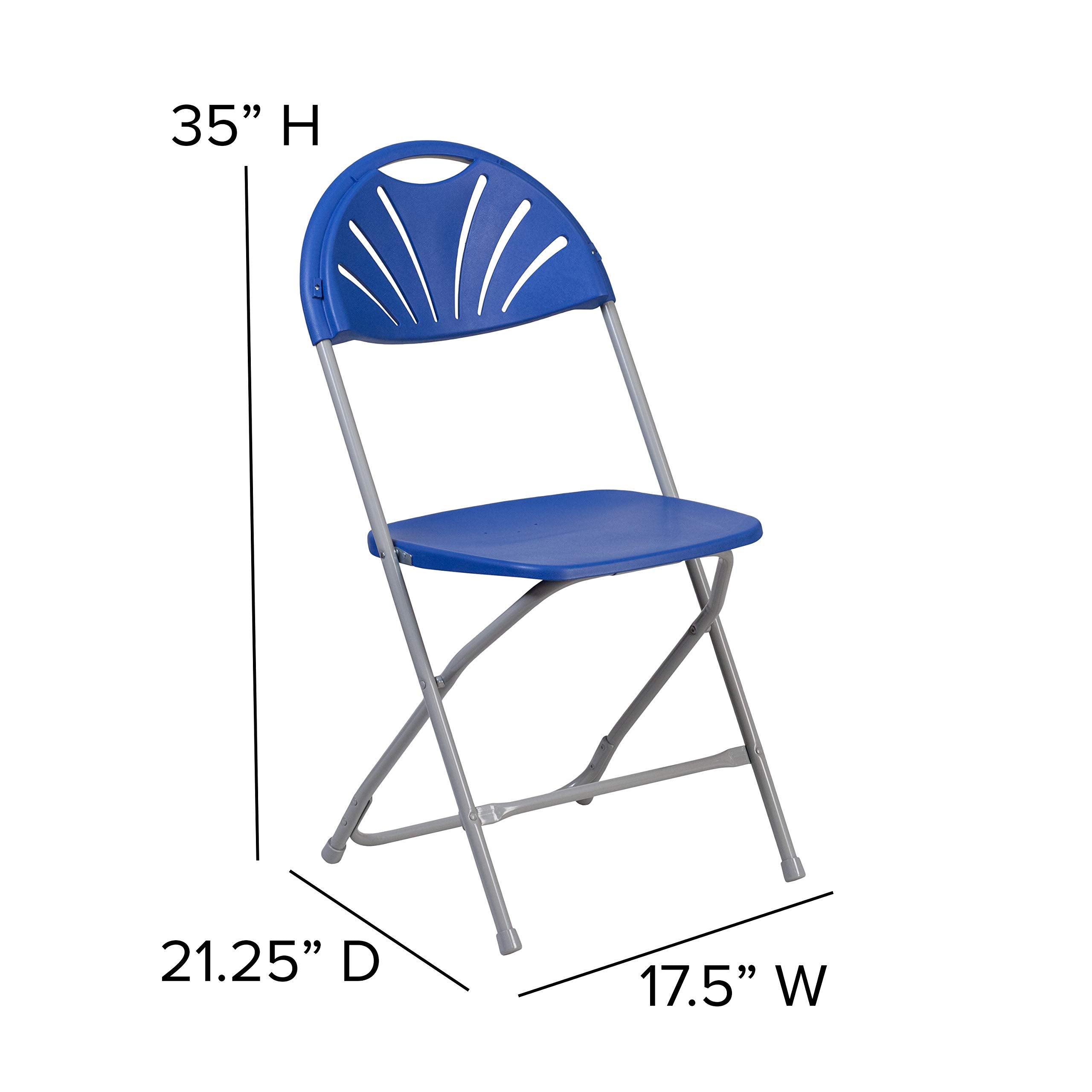 Flash Furniture Hercules Series 650 Lb. Capacity Blue Plastic Fan Back Folding Chair
