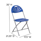 Flash Furniture Hercules Series 650 Lb. Capacity Blue Plastic Fan Back Folding Chair