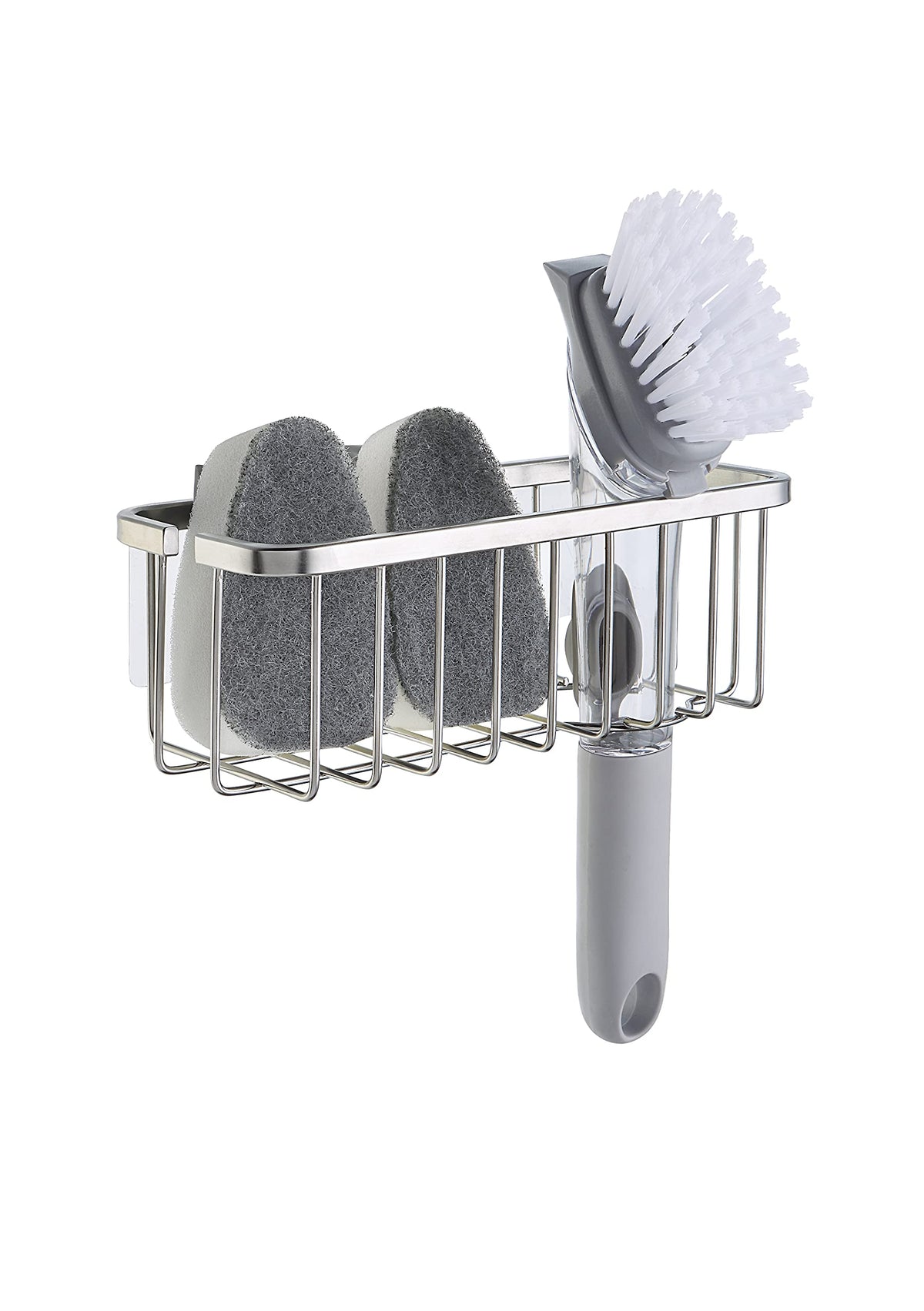 SunnyPoint NeverRust Deluxe Kitchen Sink Suction Holder for Sponges, Scrubbers, Soap, Kitchen, Bathroom, 304 Stainless Steel (Br