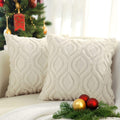 Decoruhome Decorative Throw Pillow Covers 18X18, Soft Plush Faux Wool Couch Pillow Covers For Home, Set Of 2, Beige