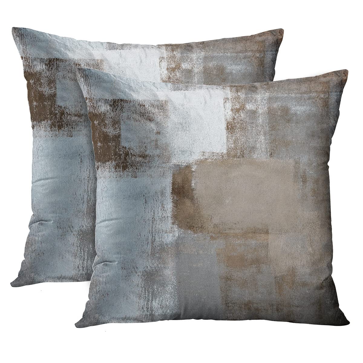 Emvency Set Of 2 Brown White And Grey Throw Pillow Covers Modern Abstract Painting Artwork Decorative Pillow Cases Home Decor St