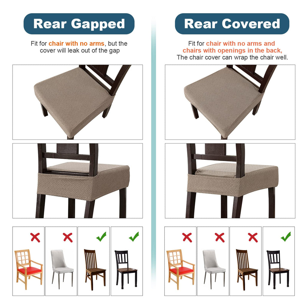 Genina Waterproof Seat Covers For Dining Room Chair Covers Waterproof Dining Chair Covers (2 Pcs-Rear-Gapped, Taupe)