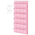 Pink Shoe Organizer Over The Door For Girls Women Kids Room,Hanging Shoe Rack Organizer For Closet Door,Zapateras Storage Holder With 24 Large Pockets & 4 Sturdy Hooks For Shoes,Slippers