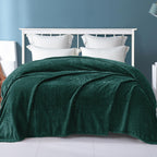 Exclusivo Mezcla Forest Green Fleece King Size Blanket For Bed, 90X104 Inches Soft Cozy 3D Decorative Jacquard Flannel Blankets,