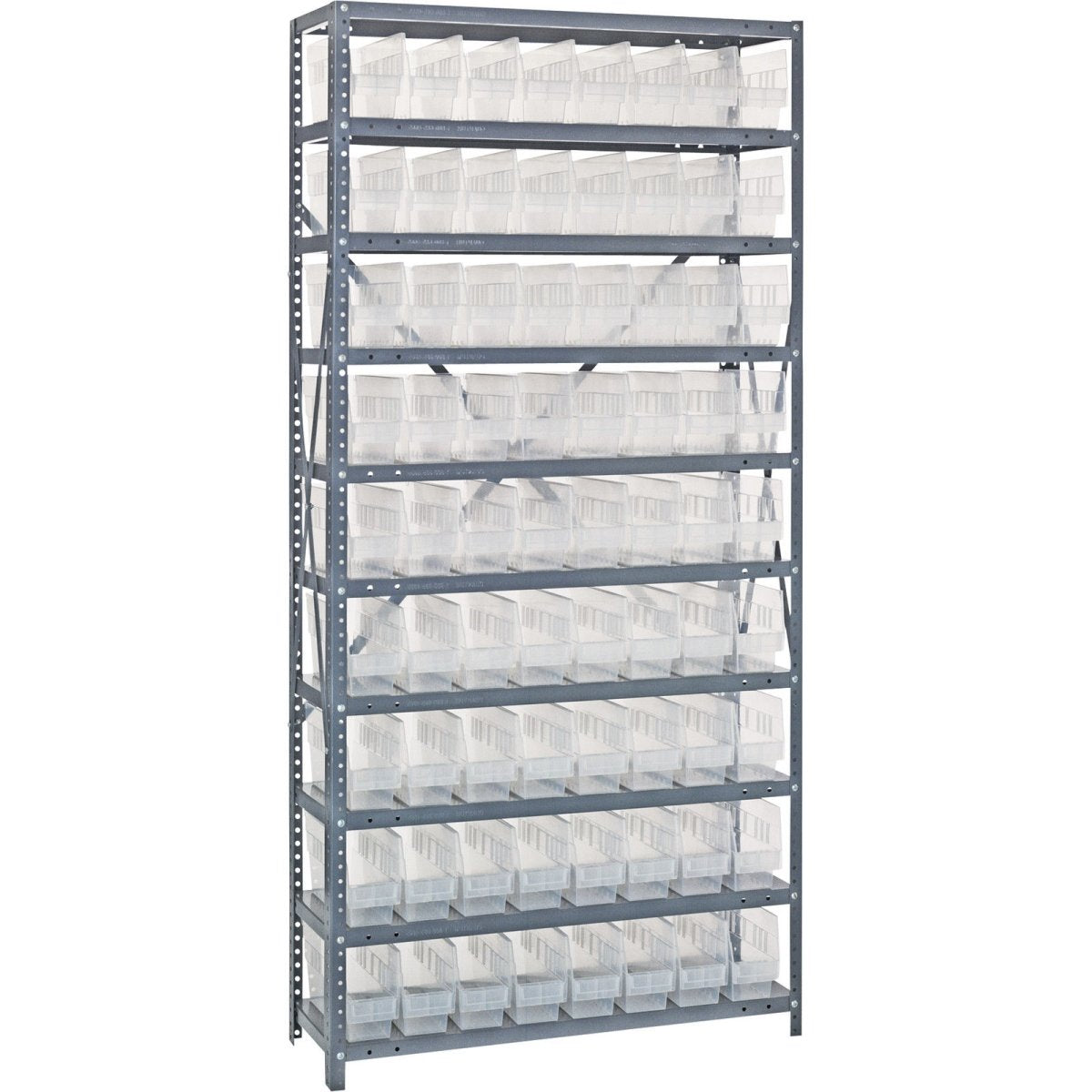 10 Shelf Open Unit W/72 Bins Clear