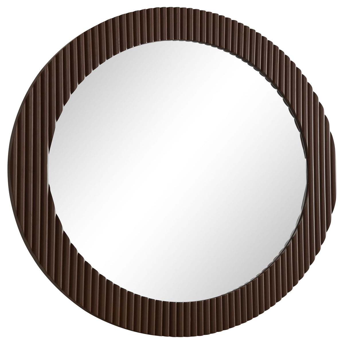 Coaster Home Furnishings Dexter 40 X 40 Inch Round Reeding Frame Wall Mirror Brown