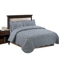 Marcielo 3-Piece Fully Quilted Embroidery Quilts Bedspreads Bed Coverlets Cover Set, Cal King Size, White, Black, Emma(Oversize,