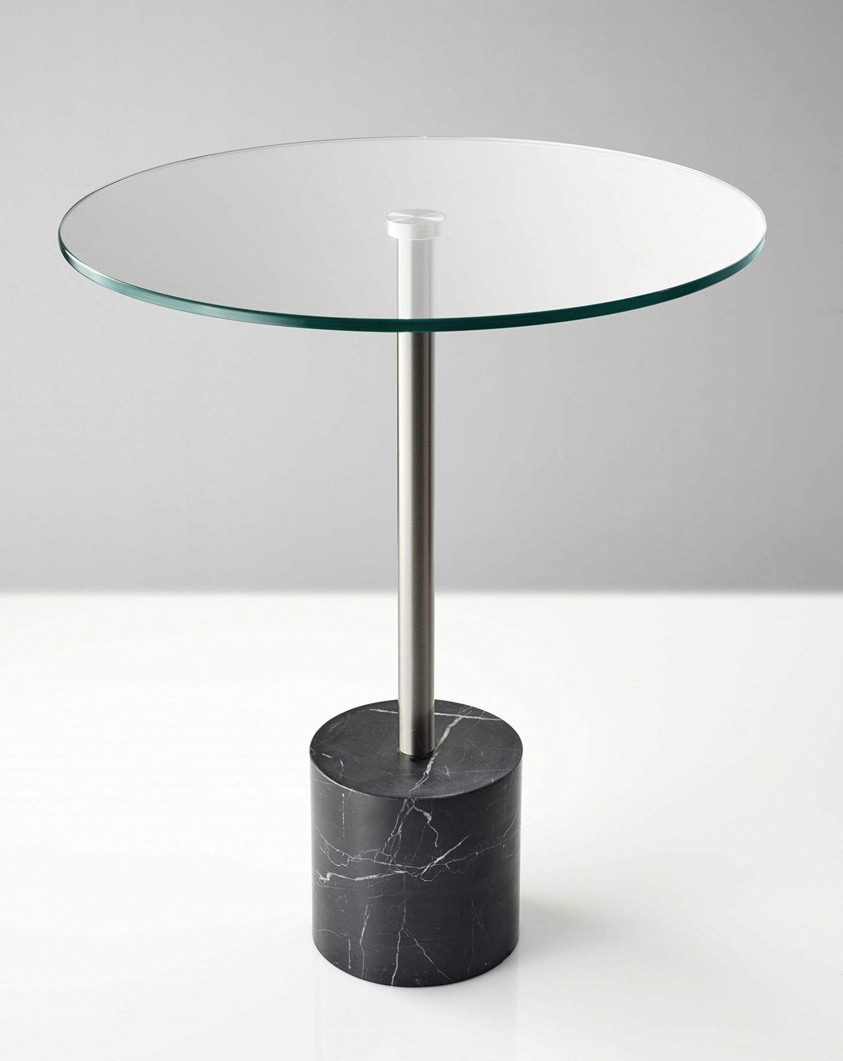 HomeRoots Metal/Marble 17.75&quot; X 17.75&quot; X 21&quot; Brushed Steel Black Marble End Table