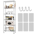 Homefort 6-Shelving Unit, Adjustable Wire Shelving, Metal Wire Shelf With Shelf Liners And Hooks For Kitchen, Closet, Bathroom, Laundry,Sliver,21' W X 11' D X 69' H