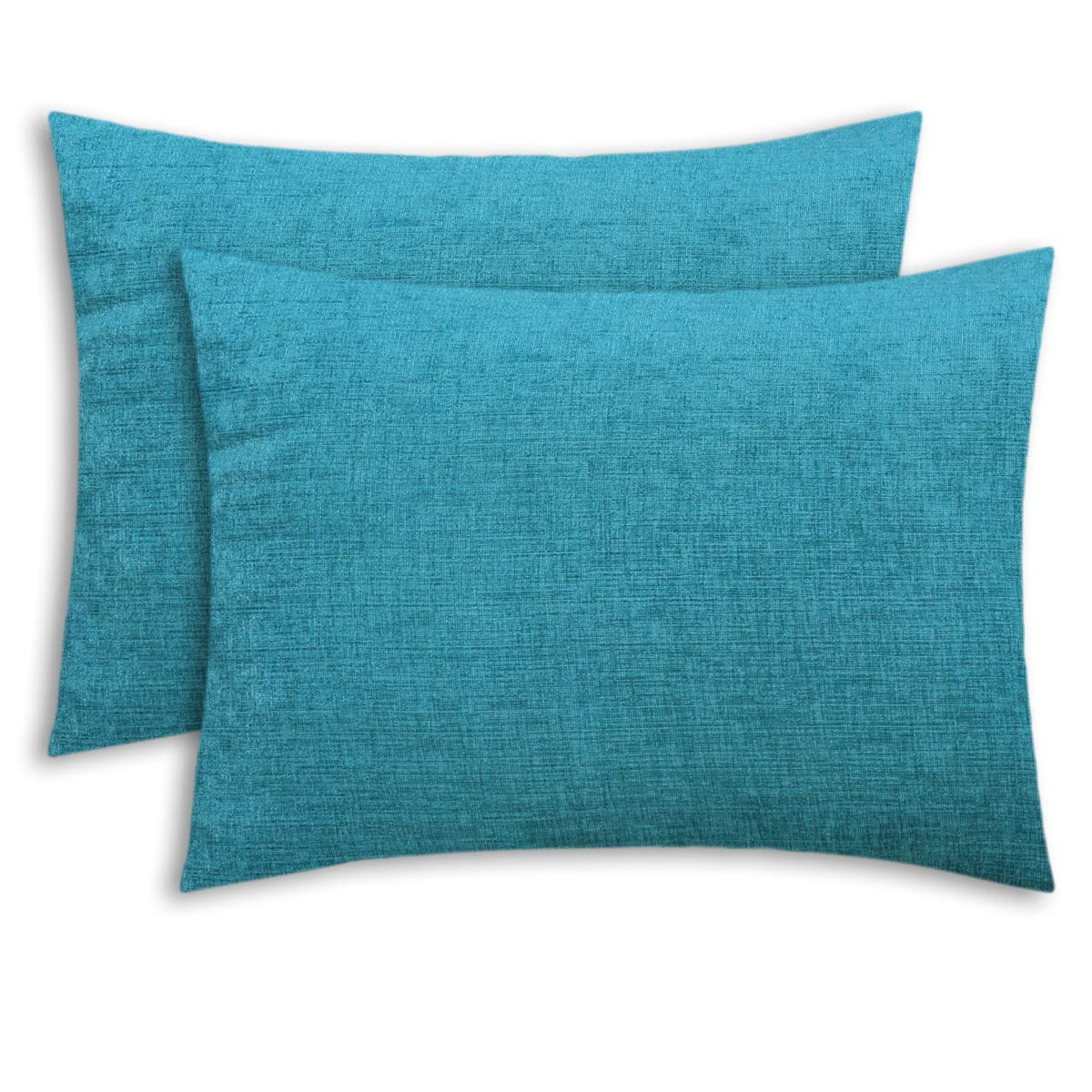 Calitime Pack Of 2 Cozy Standard Pillow Shams Cases For Bed Bedding Decoration Solid Dyed Soft Chenille 20 X 26 Inches Lake Blue
