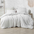 Etdiffe White Comforter Set King Size, 3 Piece Aesthetic Modern Bedding Set - Soft & Lightweight All Season Microfiber Down Alte